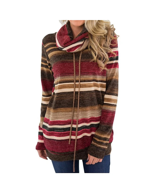 Women's Basic Sweatshirt - Striped Blue L